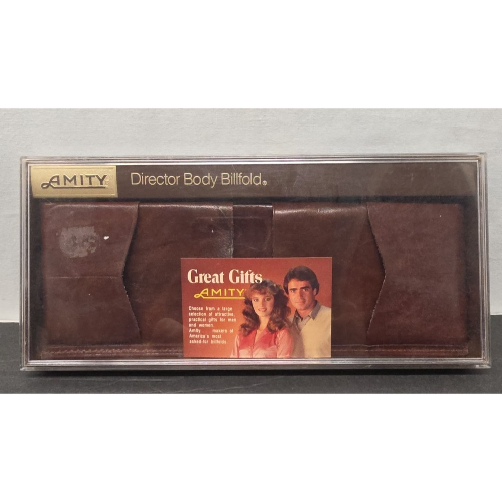 Amity Director Body Billfold Brown Leather Vintage 1970s